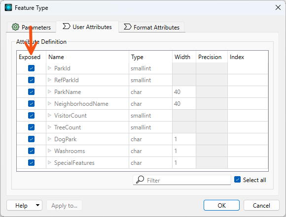 Exposed checkbox on reader feature type